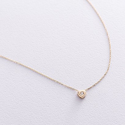 Золоте кольє "Сердечко з фіанітом" кол01624 №3