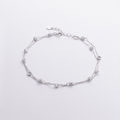 Серебряный браслет с фианитами на ногу 905-01592