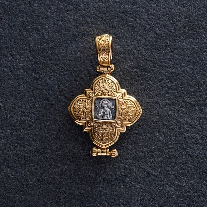 Серебряный мощевик с позолотой 132355 №8