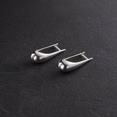 Сережки "Маленькі крапельки" у сріблі (2.6 см) 122497 №6