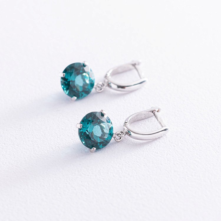 Золотые серьги "Влечение" с синтетическим кварцем с05293 от ювелирного магазина Оникс - 2