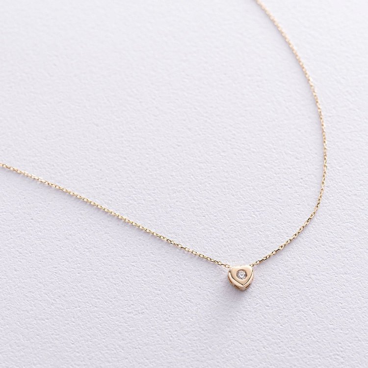 Золоте кольє "Сердечко з фіанітом" кол01624 від ювелірного магазину Онікс - 2