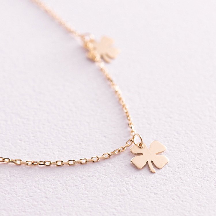 Колье "Клевер" в желтом золоте кол02086 от ювелирного магазина Оникс - 2