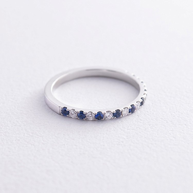 Золота каблучка з сапфірами і діамантами кб0497ch від ювелірного магазину Онікс - 2