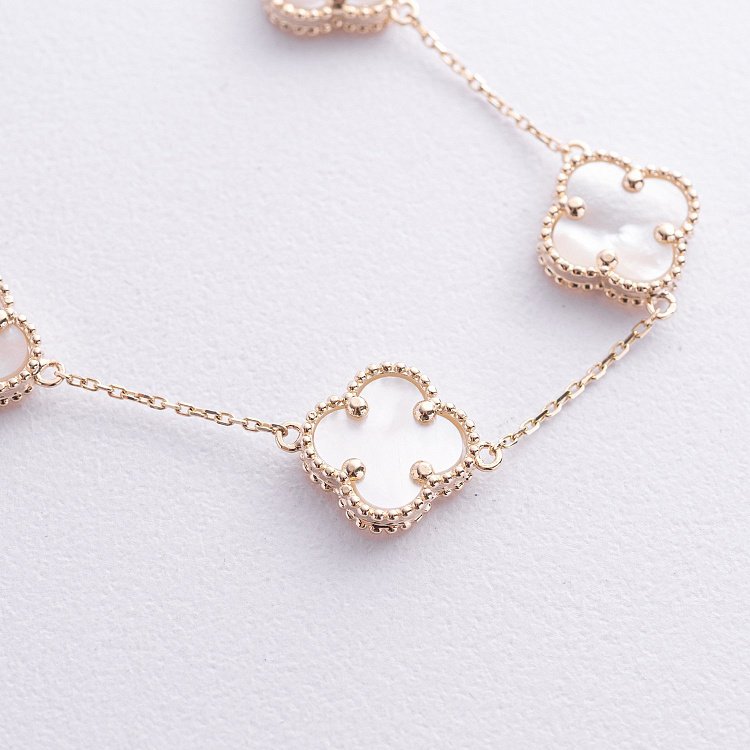 Браслет "Клевера" с перламутром (желтое золото) б05440 от ювелирного магазина Оникс - 2