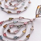 Срібні сережки "Сальма" з різнокольоровими фіанітами і турмаліном 539 от ювелирного магазина Оникс - 4