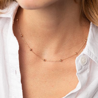 Кольє "Кульки" у червоному золоті кол02286 №7