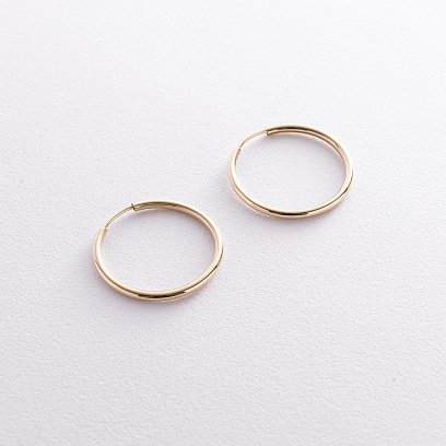 Сережки - кільця в жовтому золоті (2.6 см) с08534 №3