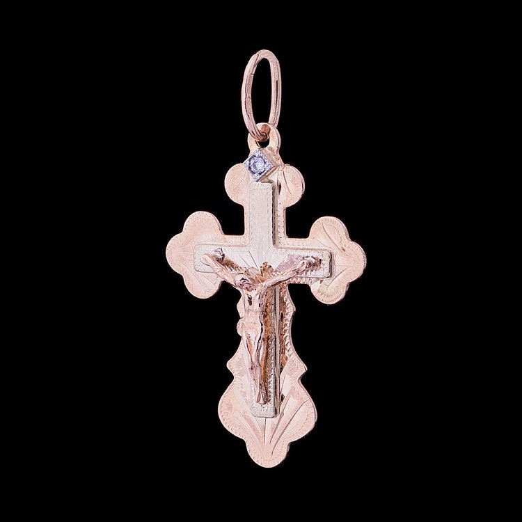 Православний хрестик з фіанітом п02434 від ювелірного магазину Онікс - 3