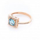 Золотое кольцо (топаз "Лондон голубой", фианиты) к04755 от ювелирного магазина Оникс - 3