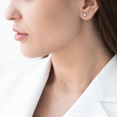 Золотые серьги-пусеты с бриллиантами сб0278ri №5