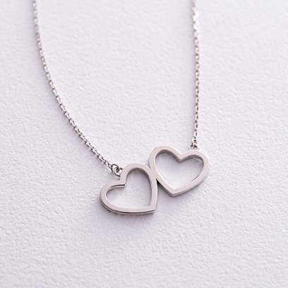 Золотое колье "Сердечки" с голубыми и желтыми бриллиантами 727151121 №3