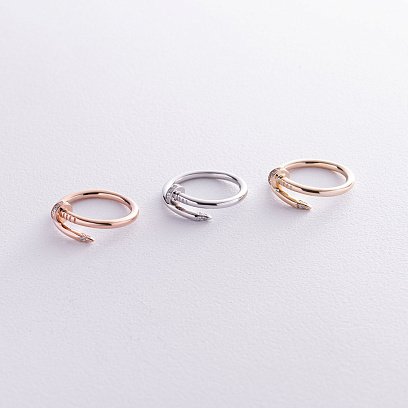 Кольцо "Гвоздь" с бриллиантами (желтое золото) кб0476м №7