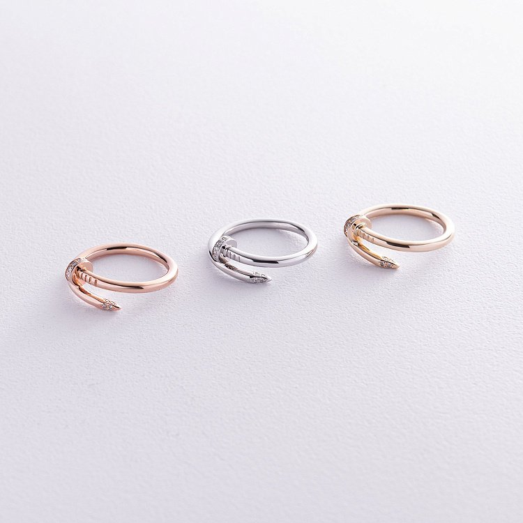 Кольцо "Гвоздь" с бриллиантами (желтое золото) кб0476м от ювелирного магазина Оникс - 7