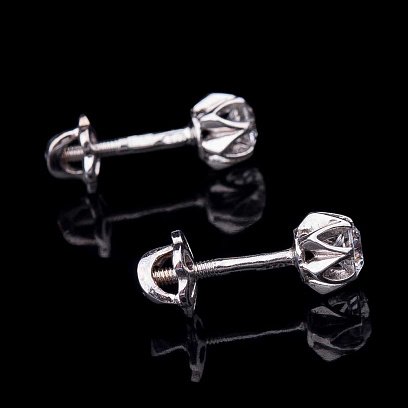 Золоті сережки-пусети з фіанітами с03703 №5