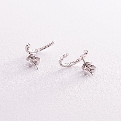 Золотые серьги - пусеты "Лунница" с бриллиантами сб0411cha №9