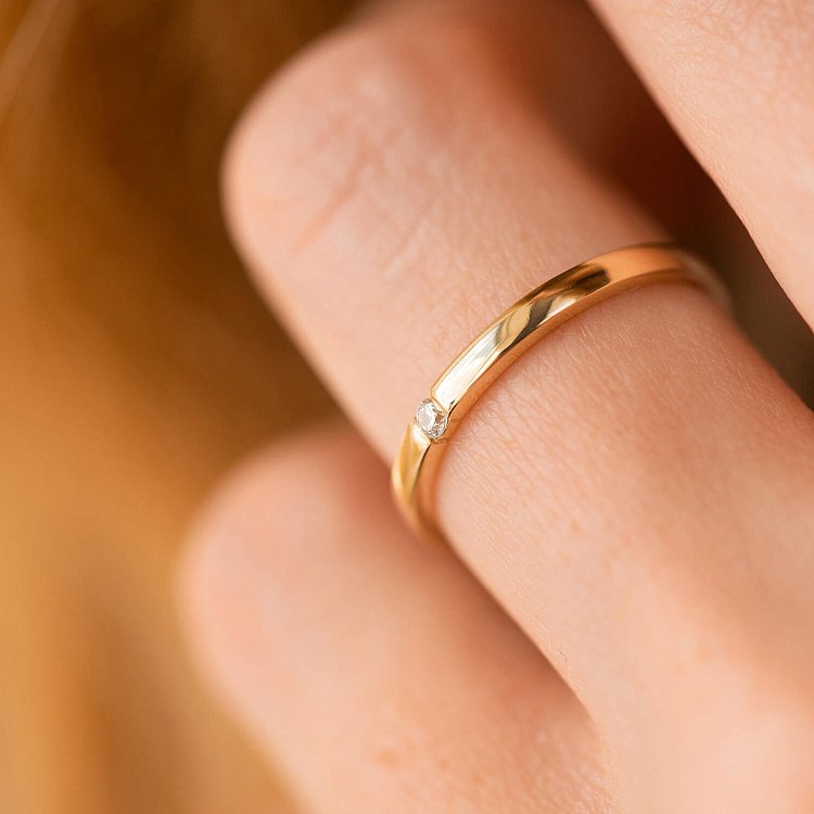 Помолвочное золотое кольцо с фианитом к08161 от ювелирного магазина Оникс - 3