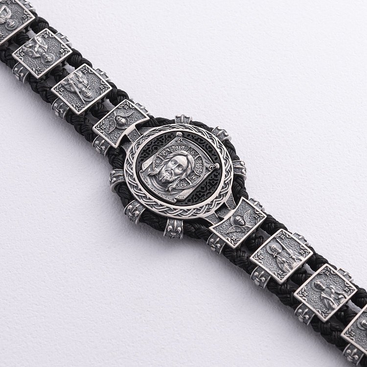 Серебряный браслет "Спас Нерукотворный" (эбеновое дерево) 1318 от ювелирного магазина Оникс - 5