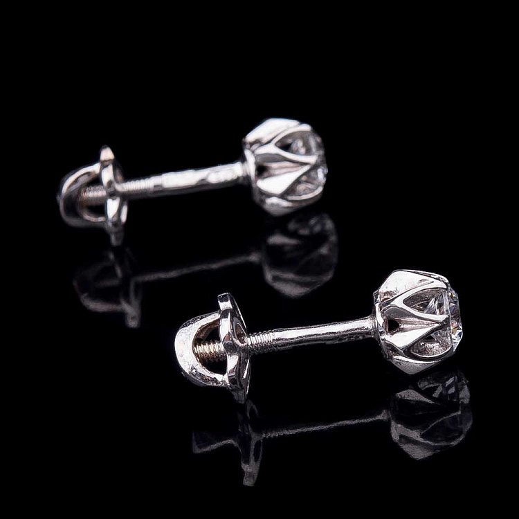 Золоті сережки-пусети з фіанітами с03703 від ювелірного магазину Онікс - 4