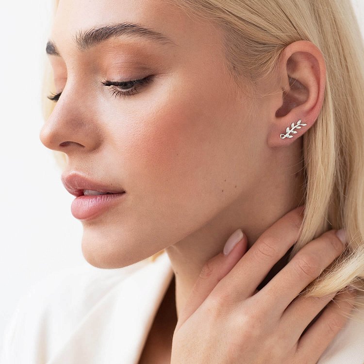 Серьги - клаймберы "Веточки" в серебре 123067 от ювелирного магазина Оникс - 2