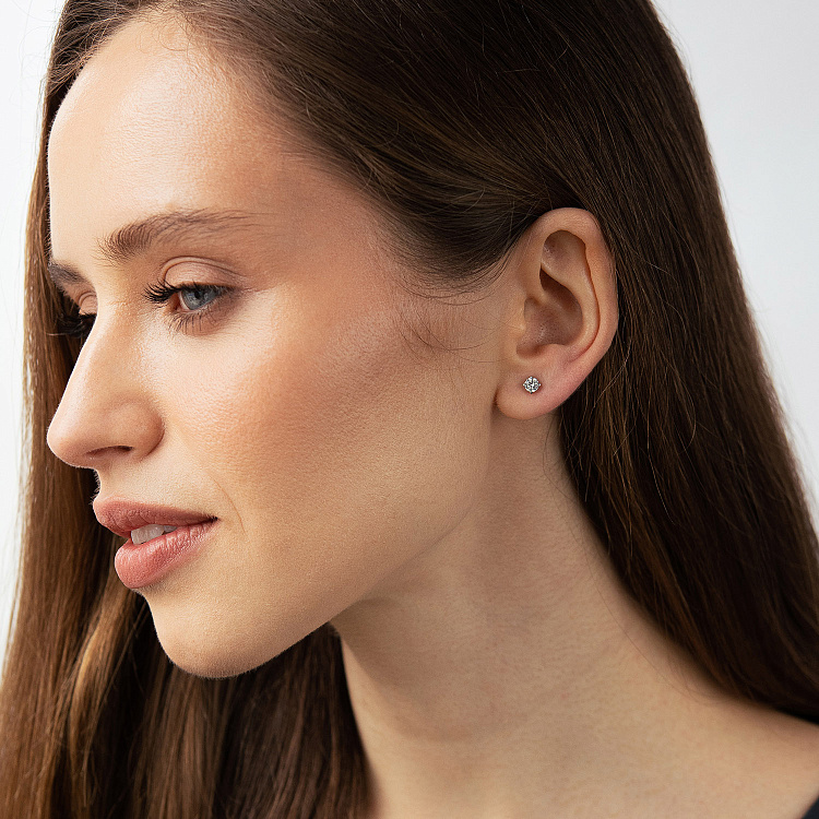 Золотые серьги - пусеты с бриллиантами 102-10012(4.0) от ювелирного магазина Оникс - 3