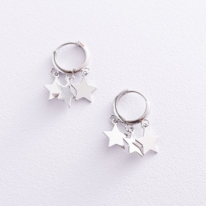 Серебряные серьги - кольца "Звездочки" 123343