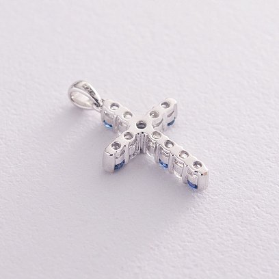 Золотой крестик с сапфирами и бриллиантами п199 №3