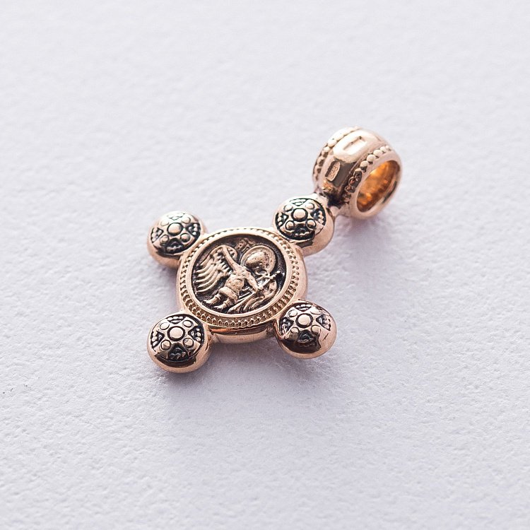 Золотий хрестик "Спас Нерукотворний. Ангел Хранитель" п02646 від ювелірного магазину Онікс - 2