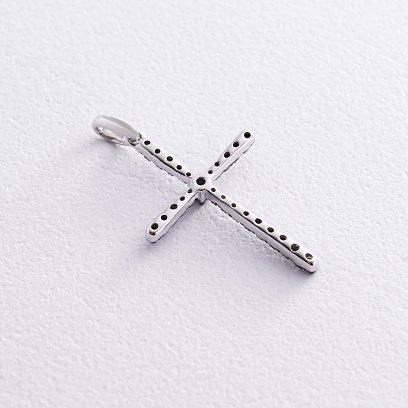 Золотой крестик с черными бриллиантами пб0058gm №3