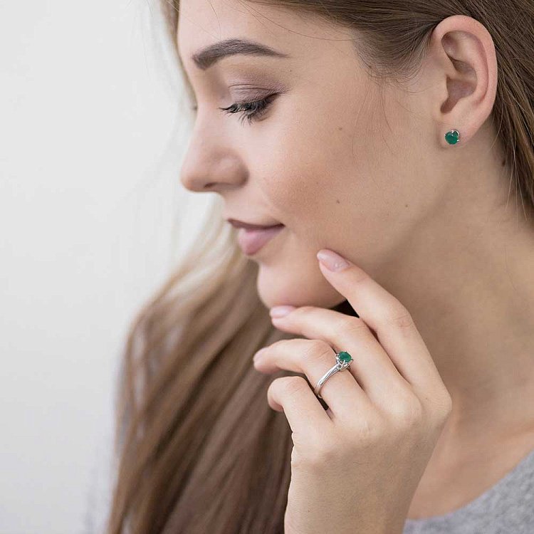 Золотое кольцо с зеленым агатом 14022222 от ювелирного магазина Оникс - 2