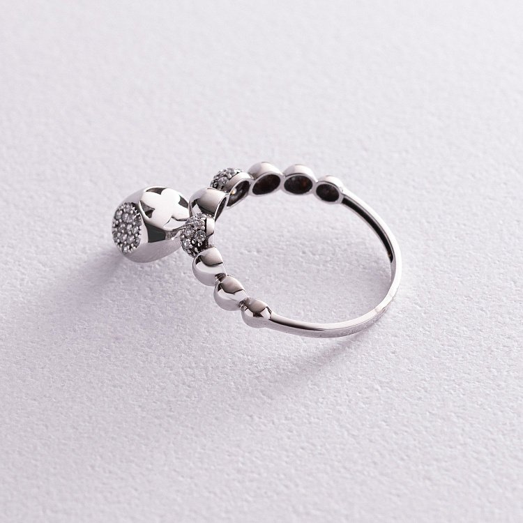 Золота каблучка "Кульки" (фіаніти) к04934 від ювелірного магазину Онікс - 2