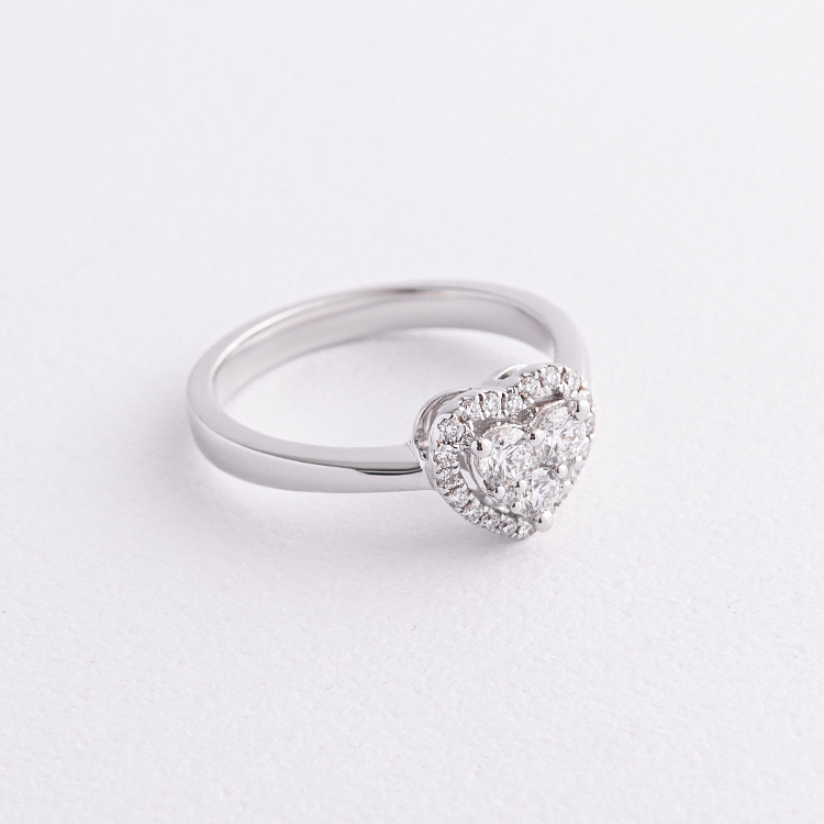 Золота каблучка "Сердечко" з діамантами кб0608ri від ювелірного магазину Онікс - 1