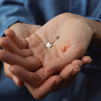 Золотий пірсинг у пупок "Метелик" з фіанітами пир00220 №2