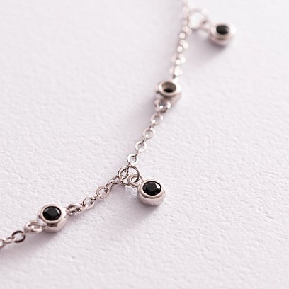 Срібне кольє з чорними фіанітами 181155 №4