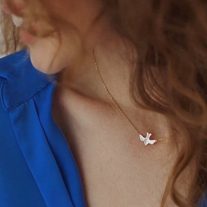 Колье "Ласточка" в желтом золоте кол02364 №3