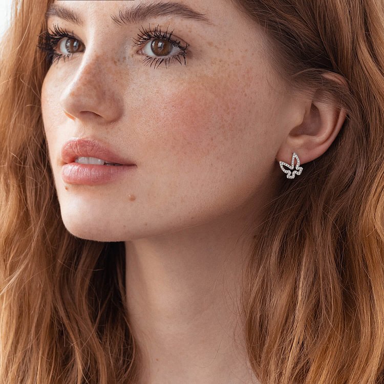 Золотые серьги - пусеты "Бабочки" с бриллиантами 32871521 от ювелирного магазина Оникс - 2