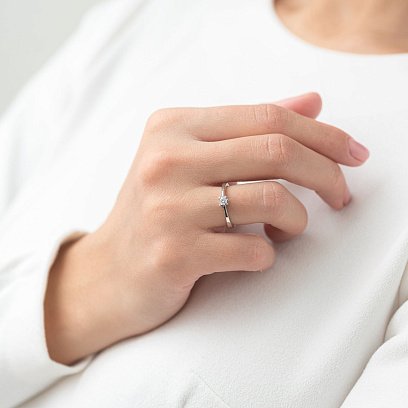 Золота заручальна каблучка з фіанітом к05167 №4