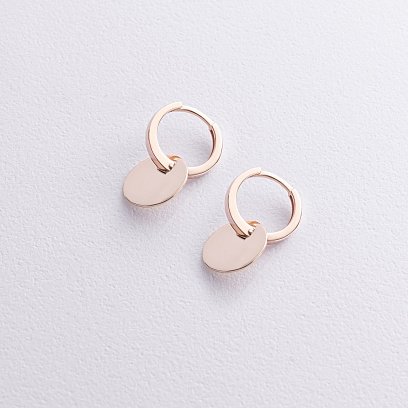 Сережки - кільця "Монетки" у червоному золоті с09041 №2