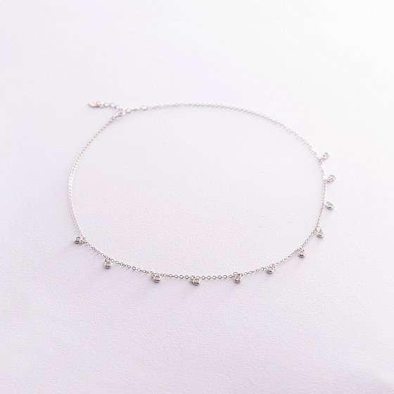 Серебряное колье с фианитами 18809
