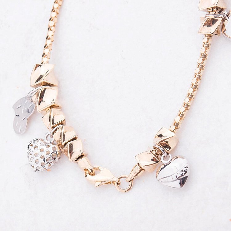 Ексклюзивний золотий браслет з серцями з білого золота б02072 від ювелірного магазину Онікс - 2