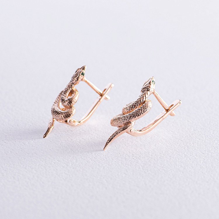 Золоті сережки "Змії" с07915 від ювелірного магазину Онікс - 4