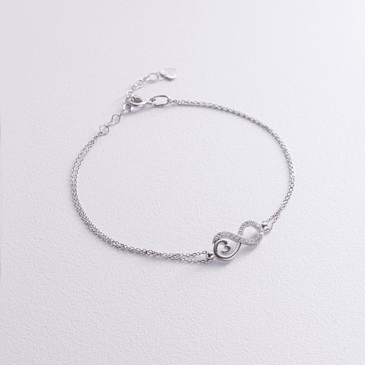 Браслет "Нескінченність" у білому золоті (фіаніти) б05309 від ювелірного магазину Онікс - 2