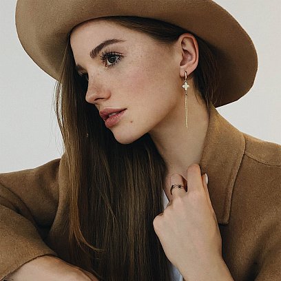 Серьги "Клевер" в желтом золоте с07135 №4