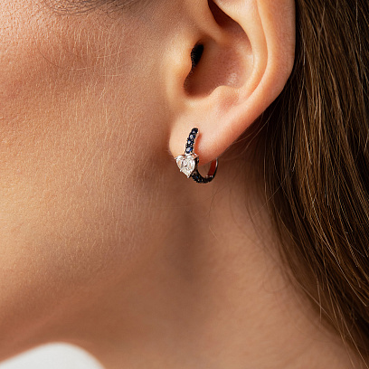 Серьги "Сердечки" в белом золоте (бриллианты, сапфиры) сб0698va №4