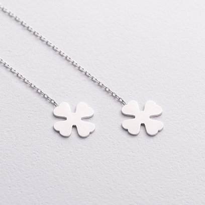 Золотые серьги - протяжки "Клевер" с08065 №2