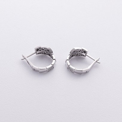 Сережки "Змії" з фіанітами (біле золото) с09053 №3