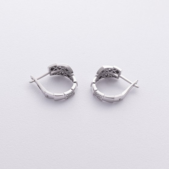 Сережки "Змії" з фіанітами (біле золото) с09053 №3