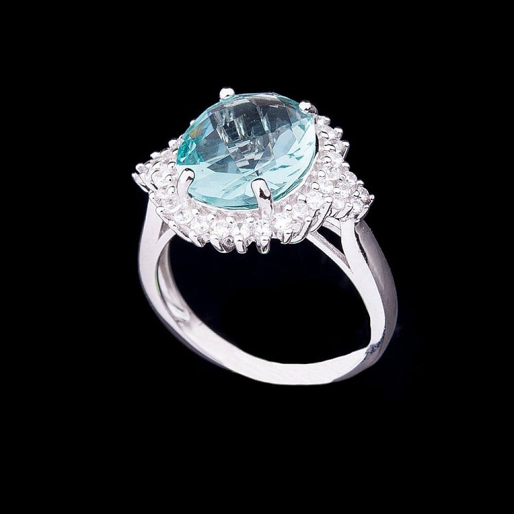 Каблучка з блакитними фіанітами к7 - 1 Каблучка з блакитними фіанітами к7 від ювелірного магазину Онікс - 1