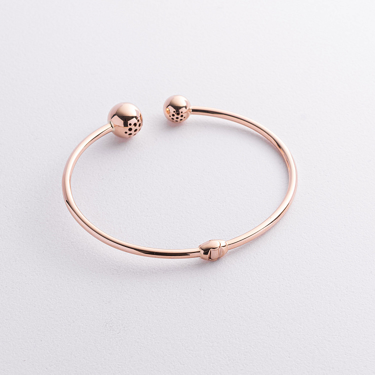 Жесткий браслет "Шарики" в красном золоте б05500 от ювелирного магазина Оникс - 4