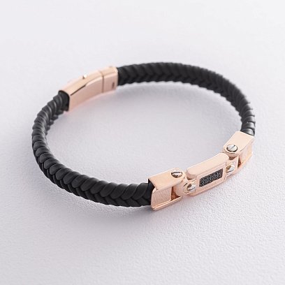 Каучуковый браслет из красного золота (фианиты) б03994